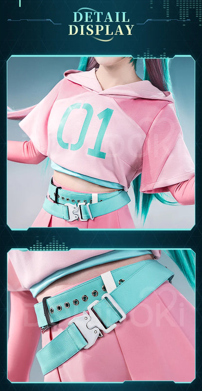 IN STOCK MIKUU Cosplay Costume【XS-2XL】DokiDoki-R Mikku Cosplay Women Cute Pink Short Dress Mikuu Plus Size