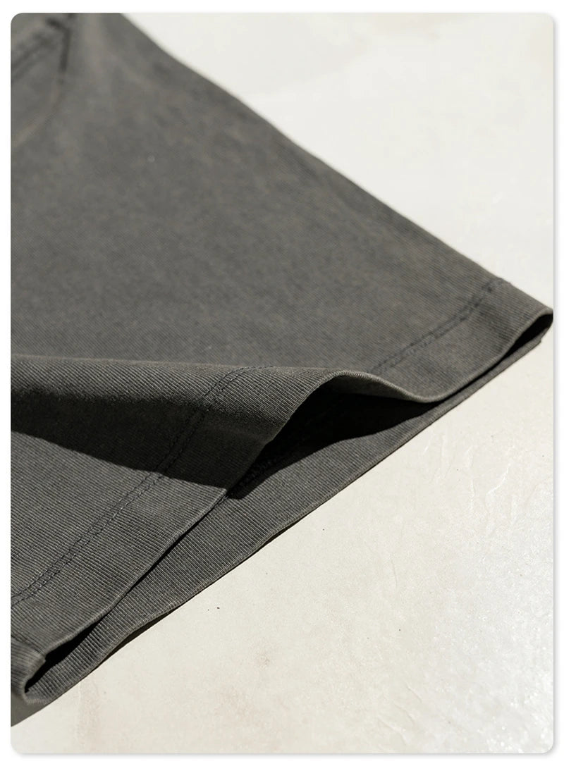 ZODF New Men High Street Washed T-Shirts Unisex Loose Tree Printing 285gsm Cotton O Neck T Shirt For Summer HY0512