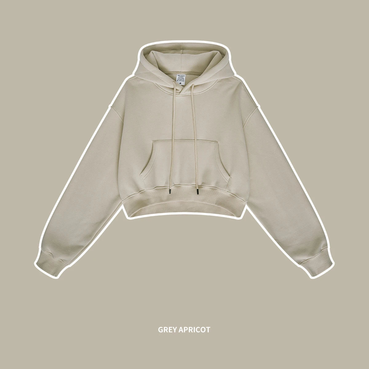 ZODF Chic Sexy Women Super-short Fleece Cropped Hoodies Girl Female Hip Hop Loose 345gsm Solid Hooded Pullover Streetwear HY0340