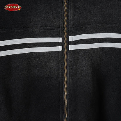 ZODF Retro 2024 Winter Men Zipper Fleece Hoodies Unisex Oversized Washed 360gsm Sport Knitted Hooded Coat HY0905