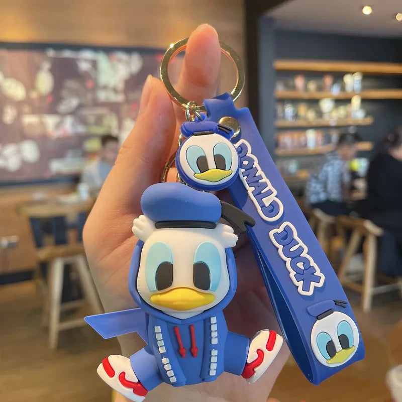 Anime Cartoon Disney Keychain Mickey Mouse Stitch Figure Minnie Donald Duck Piglet Key Chain Model Kids Toys Children Gift
