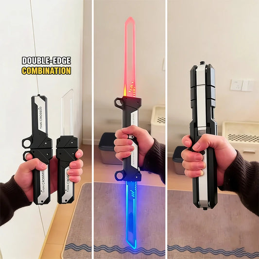 Double-Bladed Lightsaber Toy With Light 2 In 1 Sword Toys Lightstick Cosplay Role-Play Interactive Games For Adult Children Boys