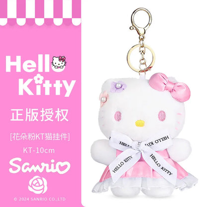 Genuine Sanrio Hello Kitty Cute Stuffed Keychain Car School bag Pendant Kids Plush Toy Keyring Plushier Strap Doll Birthday Gift