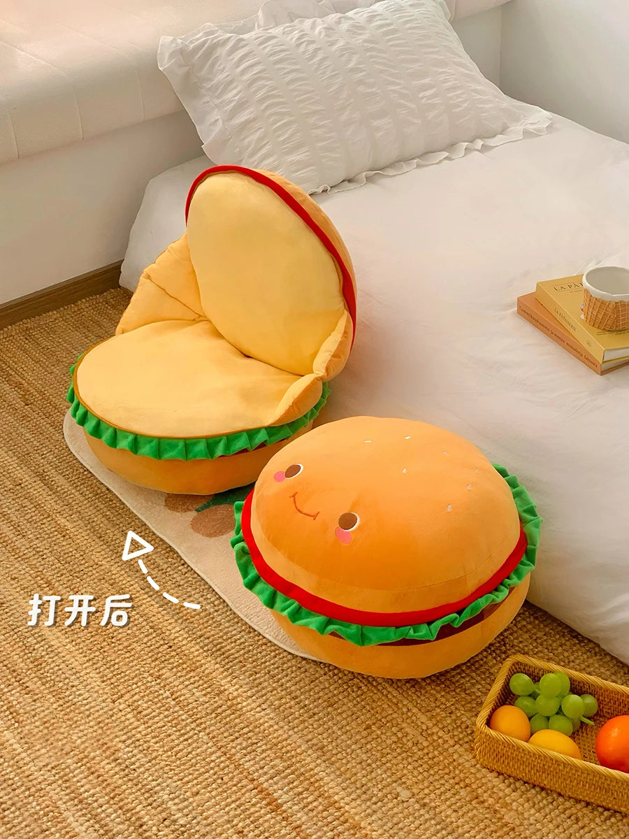 Comfortable Hamburger Seat Cushion Chair Sofa Back Cushion Thickened Sitting Cushion Floor Throw Pillow Room Decor Non-slip