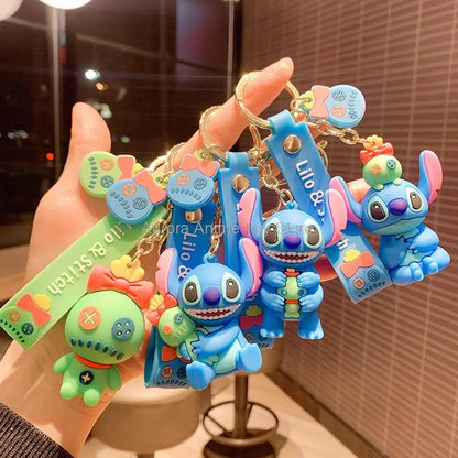 Anime Disney Keychain Variety of Cartoon Gift Cartoon Cute Doll Keyring Ornament Key Chain Car Pendant Toys Gift Stitch