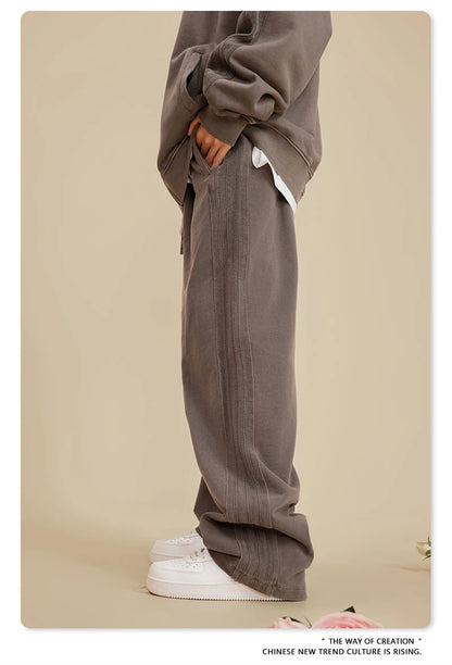 ZODF Fashion Autumn Winter Men Washed 450gsm Pants Unisex High Street Oversized Straight Trousers Streetwears HY0626