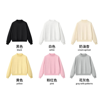 ZODF 2025 Winter Women 350gsm Warm Fleece Sweatshirts Girls Female Hip Hop Half Turtleneck Pullovers Brand Clothing HY056