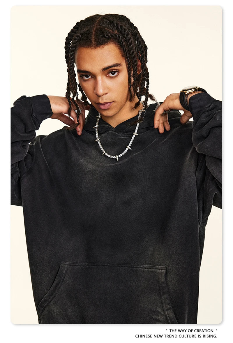 ZODF Autumn Winter Monkey Washed Fleece Hoodies For Men Unisex Basic 360gsm Warm Knitted Hooded Pullovers Coats HY0903