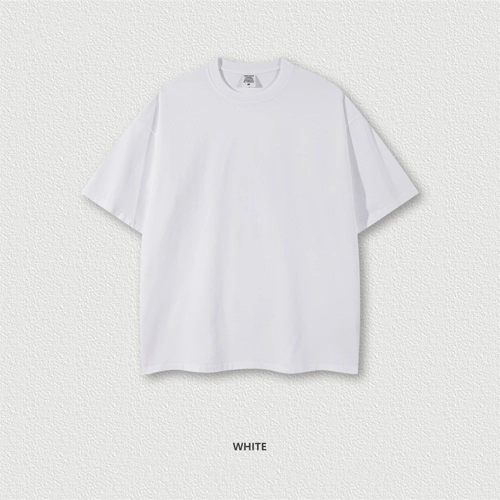 ZODF Trendy Summer 260gsm Cotton Oversized T Shirts For Men Unisex Male Kanye West High Street Solid Tees Brand Tops HY0122