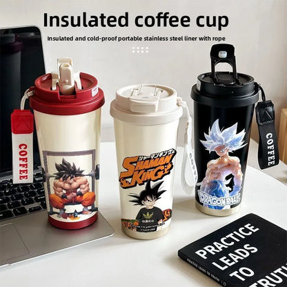 520ml Dragon Ball Thermos Cup Vegeta Water Bottle Son Goku Coffee Mug Large Capacity Drinking Bottle Kids Student Water Cup Gift