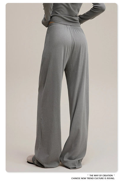 ZODF Women 2025 Solid Comfortable Loose Pants Girls Female 275gsm Solid Wide Lge Straight Trousers Brand Bottoms HY1137