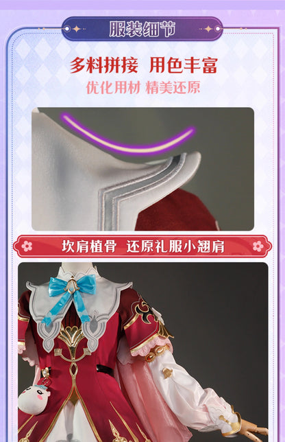 iCoser Honkai Star Rail Hyacine Cosplay Costume Wig Dress Uniform Hat Metal Props Amphoreus Halloween Party for Women Girls Set