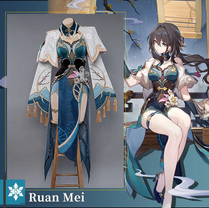 PRE SALE UWOWO Ruan Mei Cosplay Honkai Star Rail Fanart Ruan Mei Ruanmei Qipao Ver. Cosplay Costume Halloween Costume