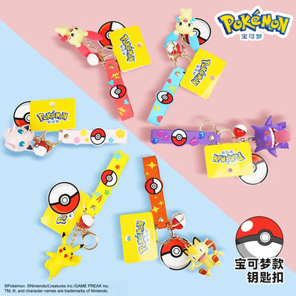 Genuine Pokemon Morpeko Keychain Gengar Meowth Cubone Jigglypuff Mimikyu Anime Action Figure Toy Keyring Fragrance Pendant Gift