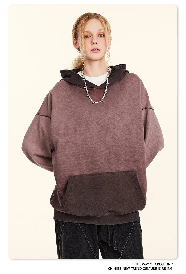 ZODF American Retro Washed Cotton Hoodie For Men Unisex Autumn High Street Oversized Knitted 380gsm Hooded Pullovers Coat HY0913