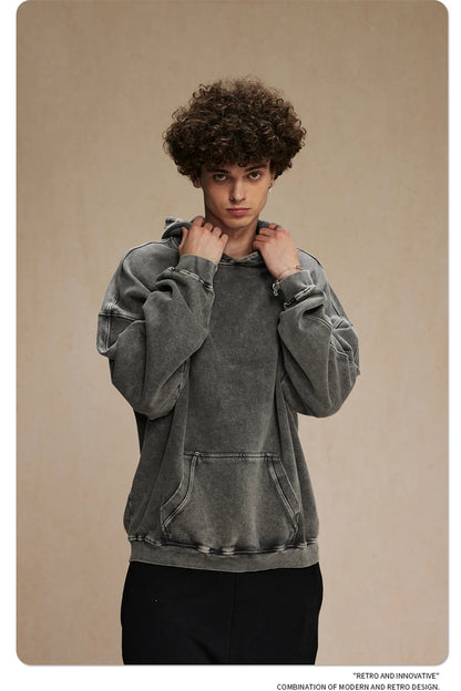 ZODF Vintage Batik Washed 420gsm Cotton Hoodies For Men Unisex Heavyweight Loose Hip Hop Hooded Sweatshirts Pullovers HY0696