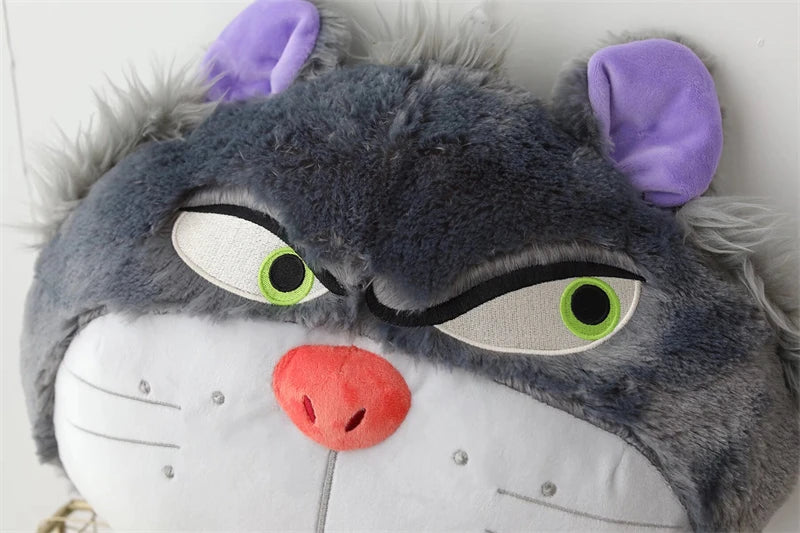 Disney Lucifer Cat Headrest Back Cushion For Car Seat Safety Belt Cover Huggable Pillow Stuffed Animal Grey Cat Plushies Gifts