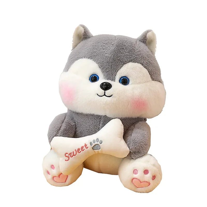 New 35-55cm Cute Husky Bone Hugging Cloth Doll Dog Plush Toy Erha Doll Giving Children Birthday Gift Pillow Indoor Decorations