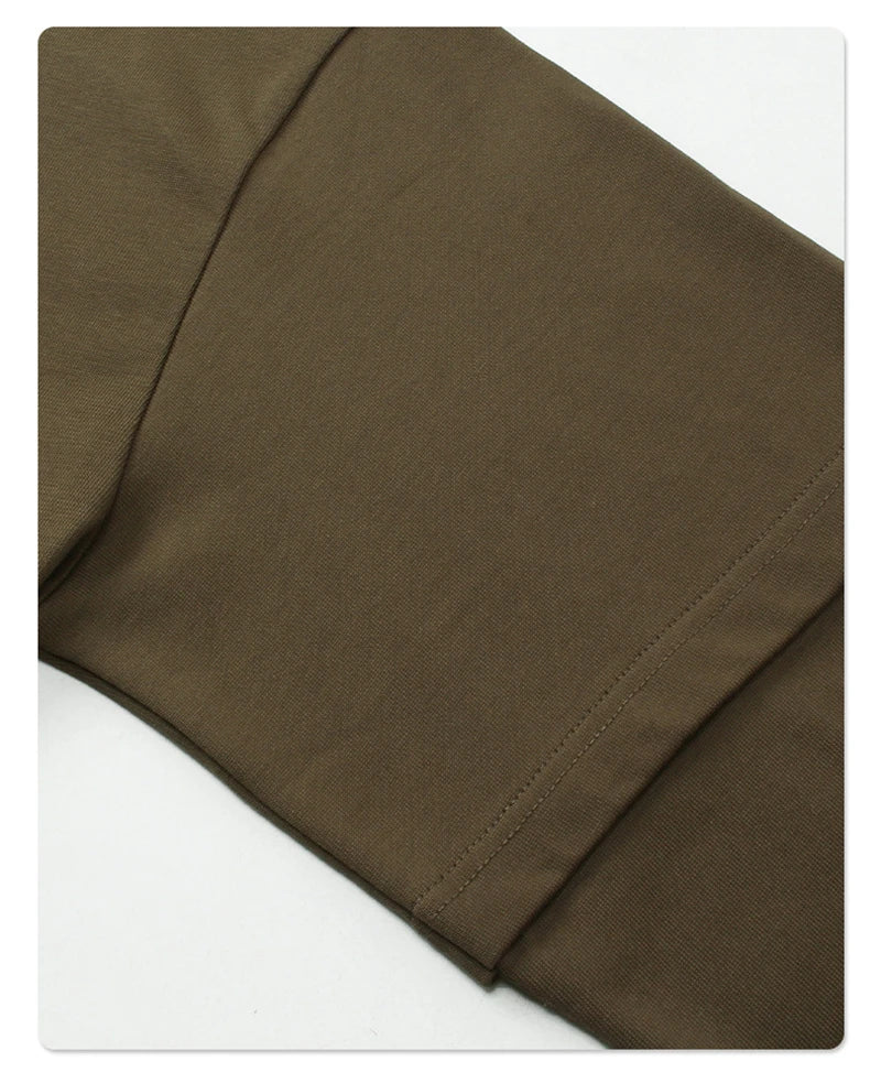 ZODF Fashion Spring Autumn Men 100% Cotton T-Shirt Unisex Fake 2-Piece 305gsm Solid Full Sleeve O Neck T Shirt Brand Tees HY0925