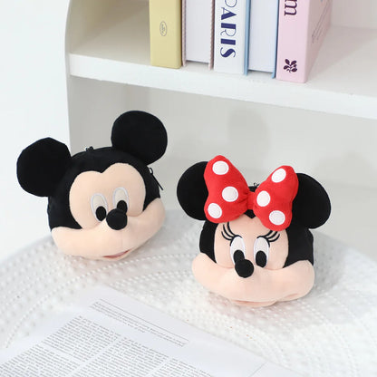 Cartoon Minnie Mouse Coin Purse Bag Pendant Plush Toy Mickey Lovely Earphone Storage Bag Kawaii Stuffed Anime Doll Gifts Girl