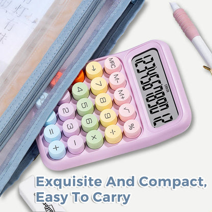 Keyboard Calculator Office 12-digit Mechanical Buttons Calculator Cute Candy Color School Supplies Students/Finance Stationery