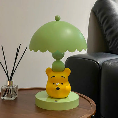 Cute Disney Winnie Pooh Bedroom Bedside Lamp Anime Figure Table Lamp USB Plug 3 Color Dimming Living Room Study Atmosphere Light