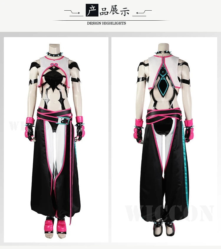 SF6 Juri Han Cosplay Costume Set Polyester Women