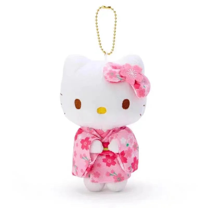 Japanese Kimono Cherry Blossom Hello Kitty Plush Doll Trendy Toy Backpack Decoration Accessories Keychain Girl Surprise Gift