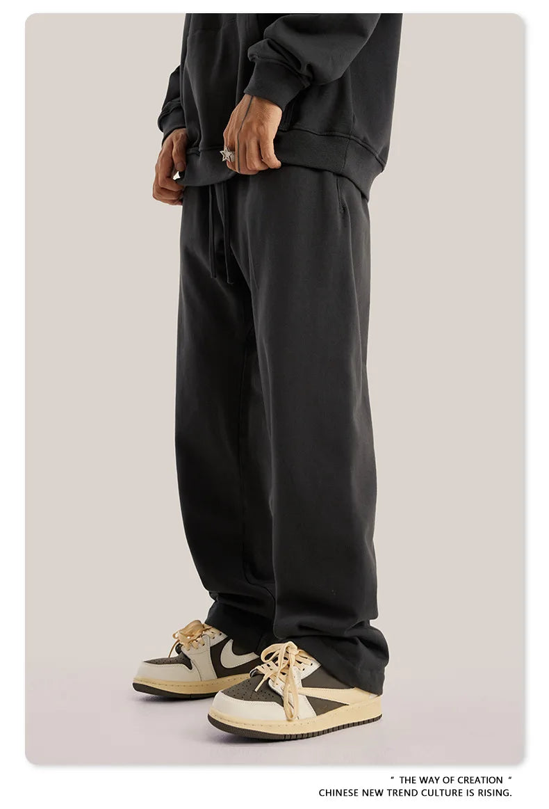 ZODF New 2025 Autumn Men's 445GSM Sweatpants Unisex High Street Soft Knitted Straight Pants Brand Streetwears Tracksuits HY0382