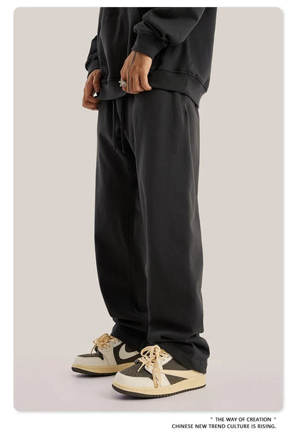 ZODF New 2025 Autumn Men's 445GSM Sweatpants Unisex High Street Soft Knitted Straight Pants Brand Streetwears Tracksuits HY0382