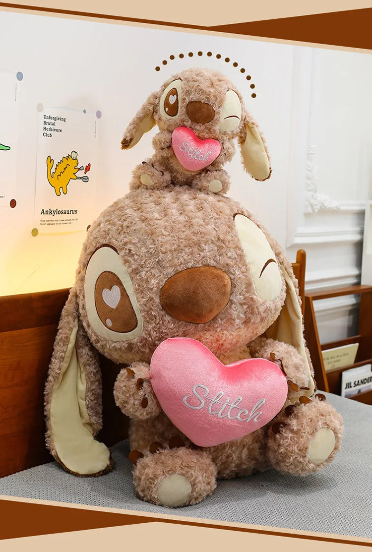 45/60/70cm Big Size Curly Stitch Disney Anime Plush Stuffed Doll Kawaii Coffee Plushies Pillow Ornaments Children's Holiday Gift