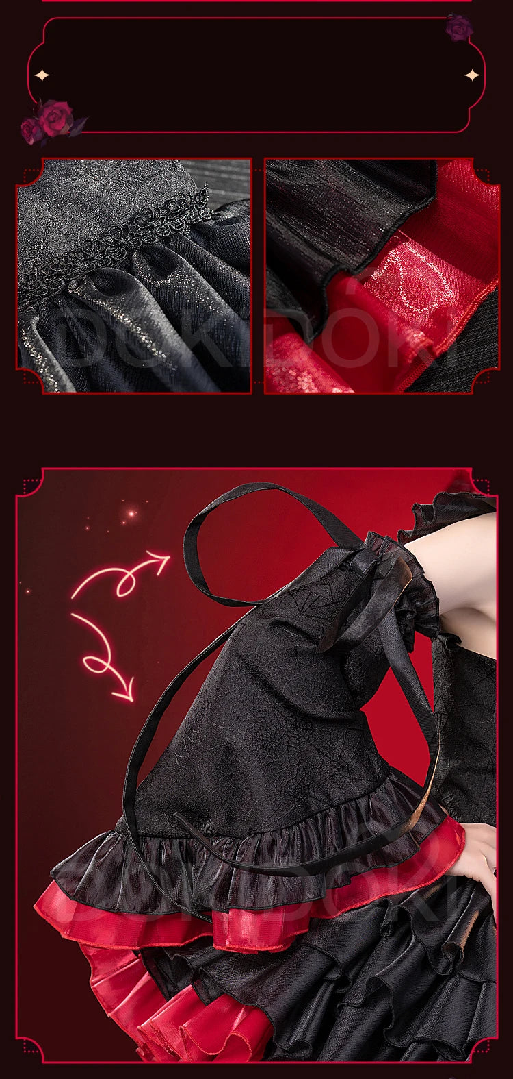 Tetoo Cosplay Costume Game Cosplay DokiDoki-R Women Cute Halloween Evil Dress Kasanee Tetoo Cosplay Wings