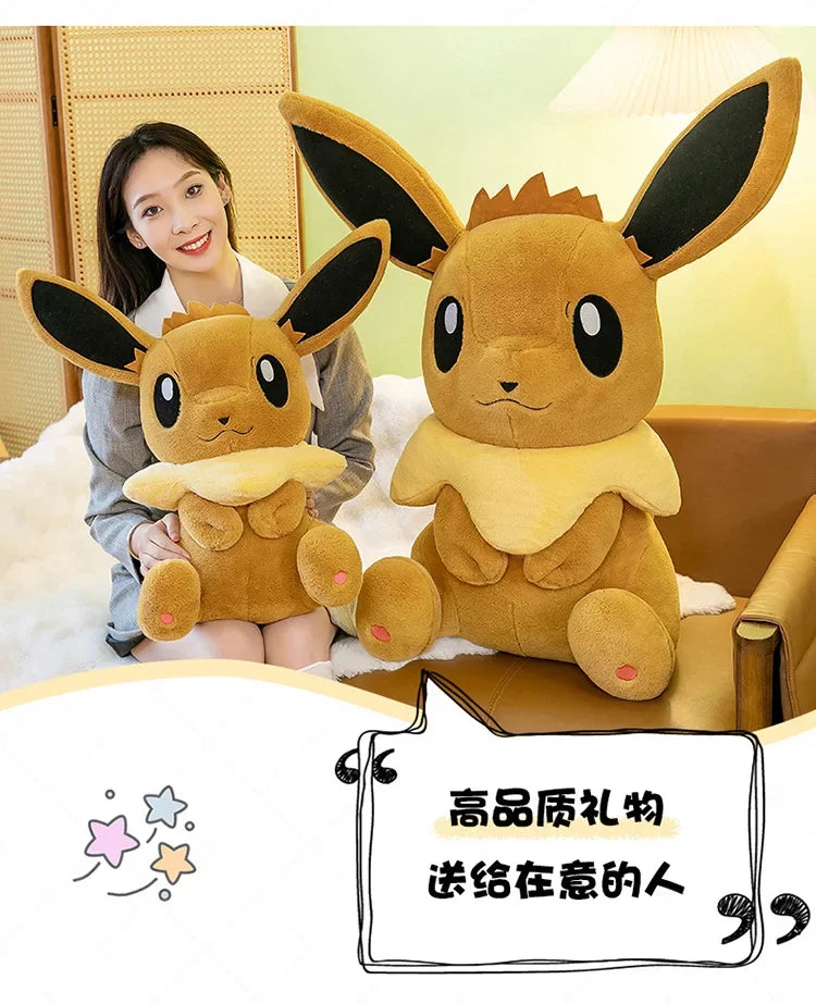 50/60/75CM Pokemon Eevee Plushies Cartoon Anime Kawaii Big Size Ornament Peluche Children Toy Stuffed Comfortable Soft Doll Gift
