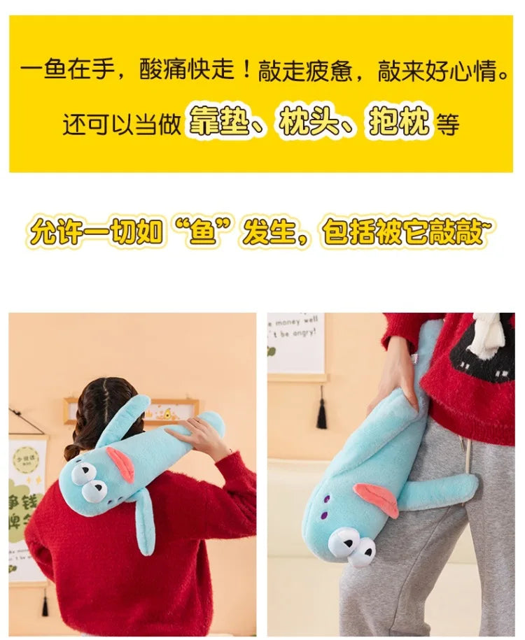 Sanrio 80cm Cute Plush Cartoon Ugly Fish Stuffed Toy Funny Knock Knock Doll New Viral Kids Birthday Christmas Gift for Children