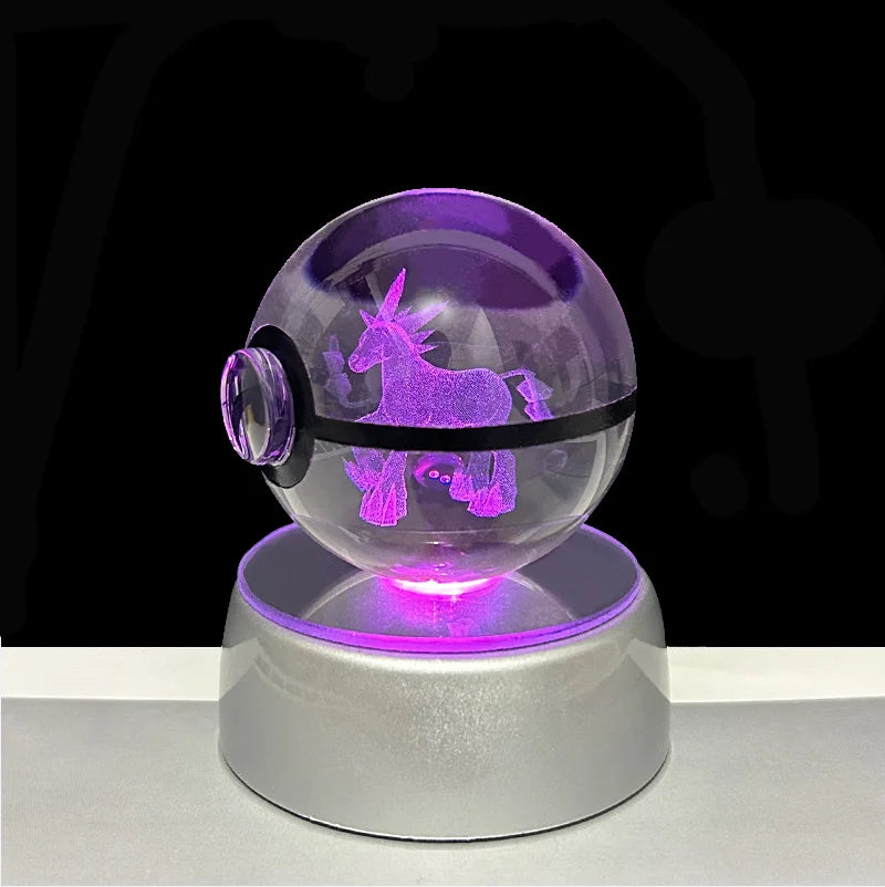 Pokemon 3D Crystal Ball Glastrier Charizard Eternatus Froakie Anime Game Pokeball Led Night Light Base Birthday Gift Home Decora