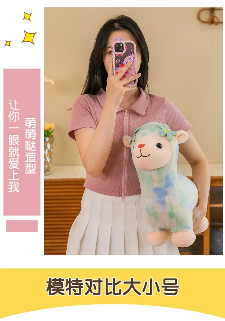 35-45cm Kawaii Fantastic Rainbow Colorful Plush Alpaca Stuffed Animals Doll Decoration Birthday Gifts Soft Pillow Children Gift
