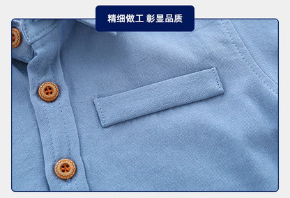 Cute Yellow Shirts for Boys Girls Clothes Cotton Long Sleeve Toddler Children Shirts Collar Korean Kids Shirt Baby Bottom Shirt