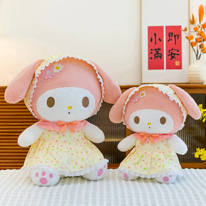 Cute Pastoral Girl Plush Toy Pink My Melody Doll Sleeping Hugging Gift for Kids Birthday Christmas Present for Girls Comforting
