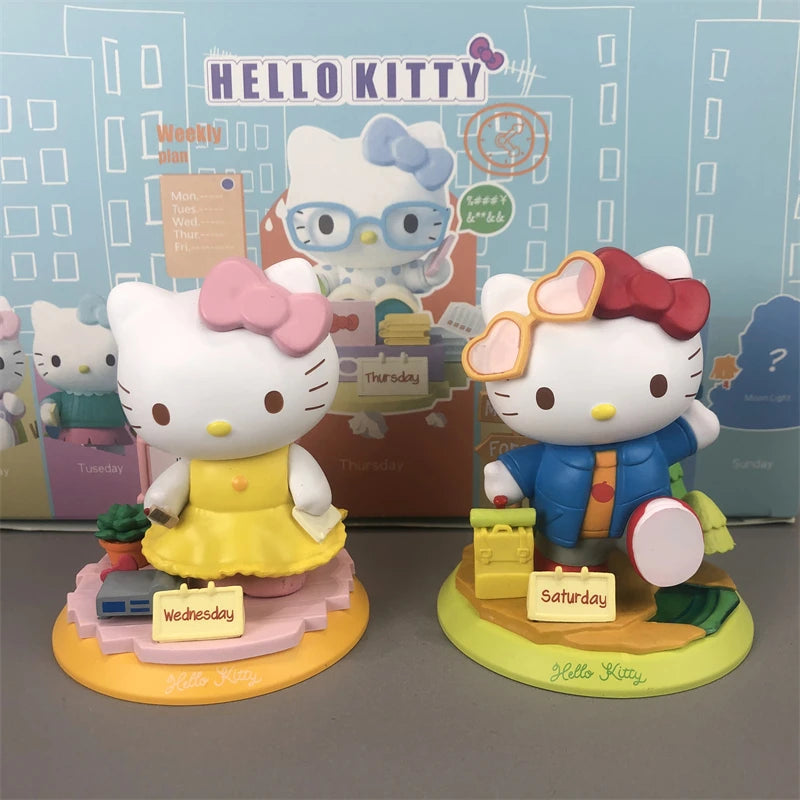 HelloKitty cartoon figurine Sunday worker cake food doll blind box Kt Cat desktop decoration room decoration mystery box gift