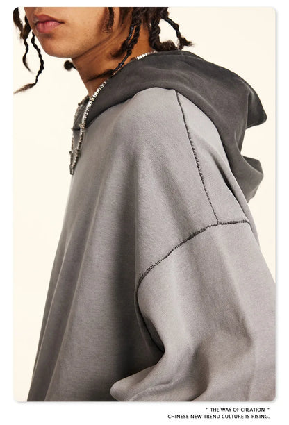 ZODF American Retro Washed Cotton Hoodie For Men Unisex Autumn High Street Oversized Knitted 380gsm Hooded Pullovers Coat HY0913