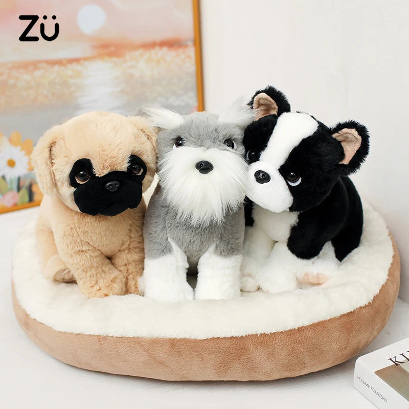 Simulate Dog Plushies Soft Toys Stuffed Bulldog Shar-pei Schnauzer Plush Toy Home Decor Girl Boy Companion Birthday Gift