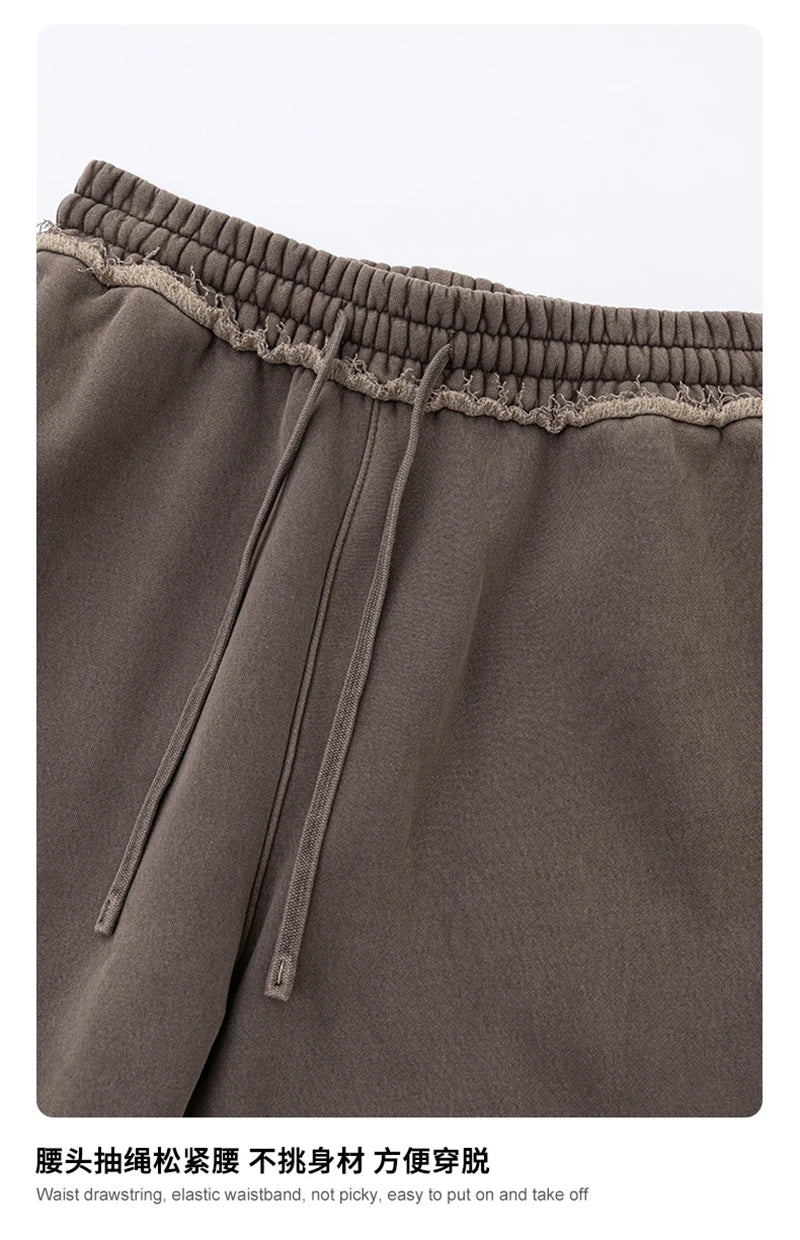 ZODF 2025 Winter Unisex Washed Fleece Straight Pants 400gsm Knitted Warm Loose Trousers HY1093