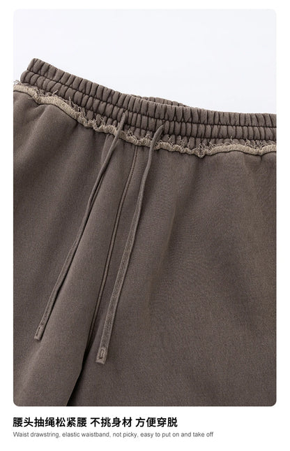 ZODF 2025 Winter Unisex Washed Fleece Straight Pants 400gsm Knitted Warm Loose Trousers HY1093