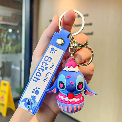 Wholesale Anime Disney Keychain Mickey Mouse Minnie Lilo & Stitch Cartoon Keyring Kawaii Key Chain Car Pendant Kids Toys Gift