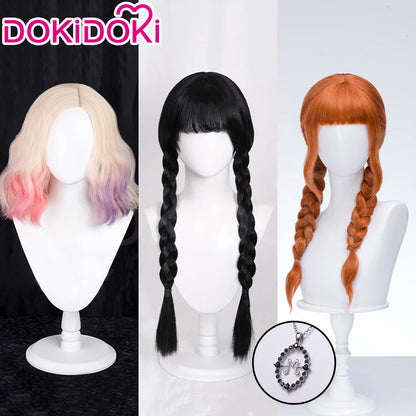 IN STOCK Wednesdayy Agnes Enidd Morticiaa Wig Anime DokiDoki Women Halloween Cosplay Long Hair High Heat Resistant Free Wig Cap