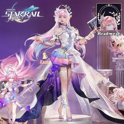 Honkai Star Rail Cyrene Cosplay Costume Wig Dress Headwear New Skin Outfit Elysia Amphoreus Halloween Party for Women Girls Prop