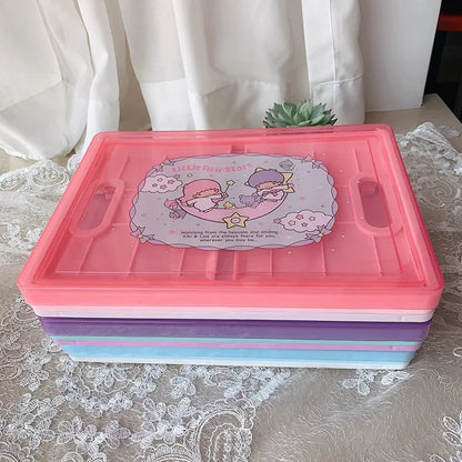 New Sanrio Japanese Cartoon Melody Coolomey Foldable Cosmetic Storage Box Plastic Cover Dust Proof Desktop Cover Sorting Box