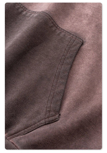 ZODF American Retro Washed Cotton Hoodie For Men Unisex Autumn High Street Oversized Knitted 380gsm Hooded Pullovers Coat HY0913