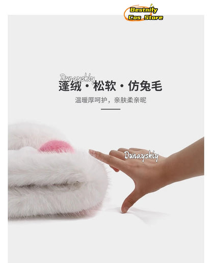 Bestnify Cos Fluffy Blusher Rabbit Plush Hat 54-58CM Polyester