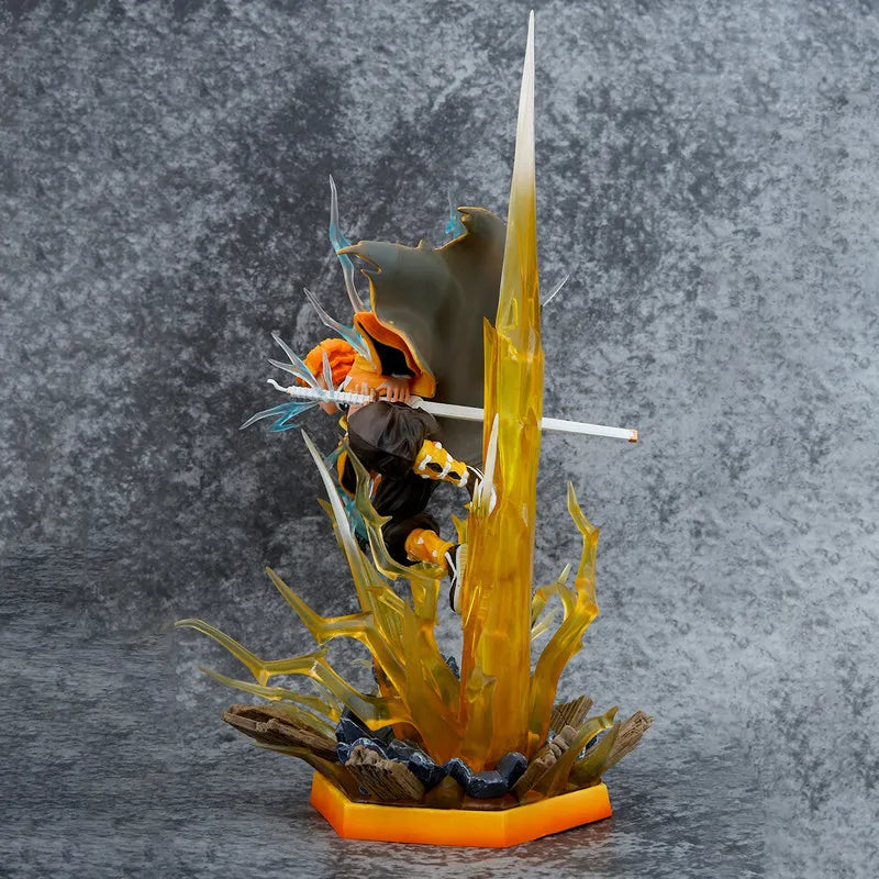 Demon Slayer Figure Agatsuma Zenitsu Double-Headed Luminescable Action Figurine Decoration Model Toys Gift 35cm Anime Statue Pv